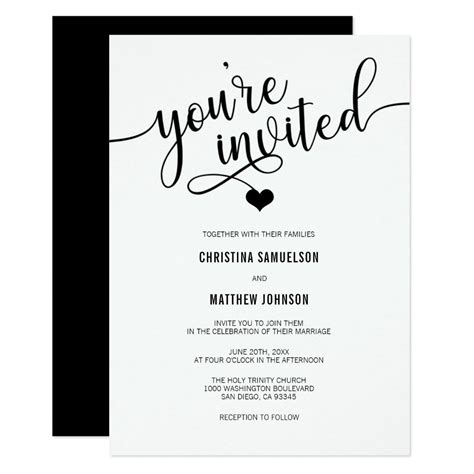 Youre Invited Classic Black And White Wedding Invitation