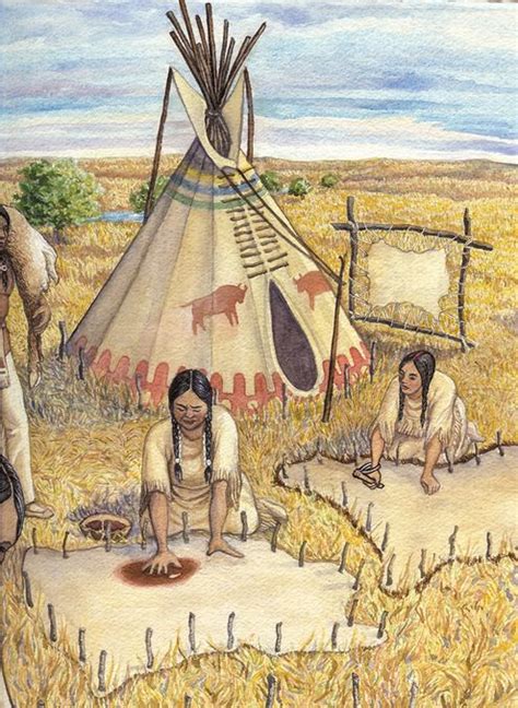 An Illustration Of Native Americans In Front Of A Teepee