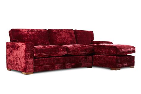 Delcor Red Velvet Corner Sofa Available In A Wide Range Of Colours And