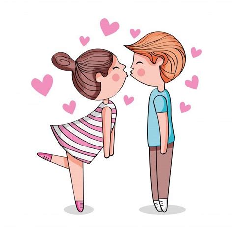 Premium Vector Cute Couple Kissing Cartoonillustration Dibujos