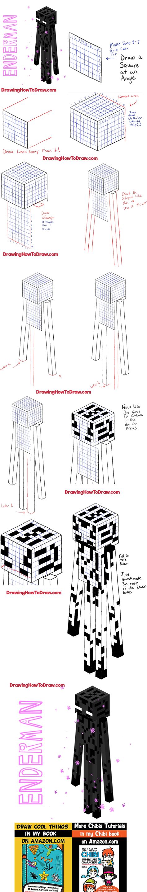 How To Draw Enderman From Minecraft Drawing Tutorial Minecraft