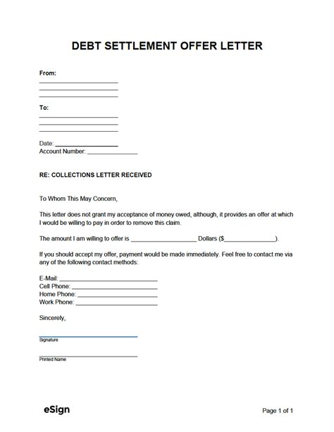 Settlement Agreement Letter Template