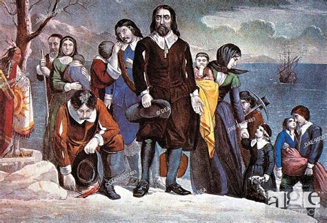 The Landing Of The Pilgrim Fathers At Plymouth December By Currier And Ives