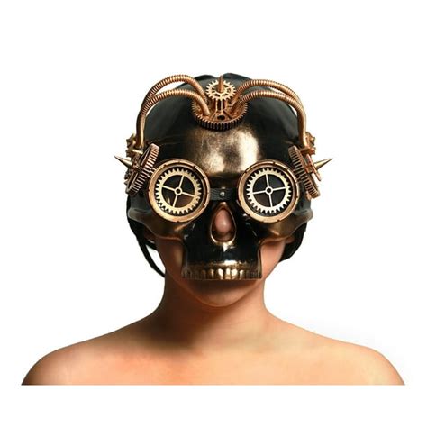 Spiked Steampunk Skull Mask Wtubes Gears And Goggles