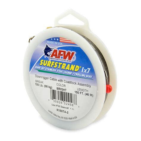Afw Surfstrand Downrigger Cable 1x7 Stainless Steel Complete Assembly