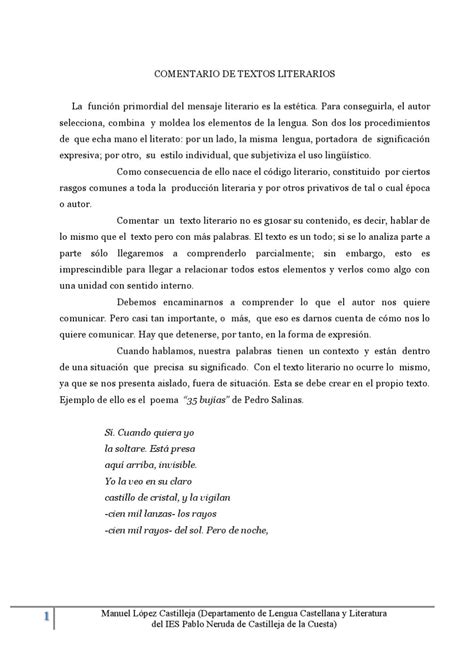Comentario Literario By Manuel López Issuu
