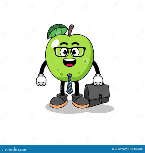 Green Apple Mascot As A Businessman Stock Vector Illustration Of