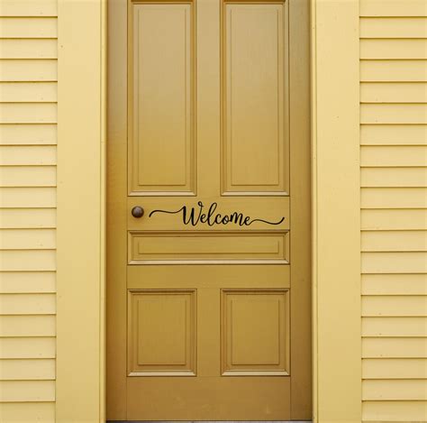Welcome Vinyl Decal Front Door Decor Vinyl Decal Greeting Welcome Sign