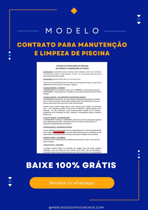 Modelo de contrato para limpeza e manuntençao de piscinas GRÁTIS Mercado Dos Piscineiros