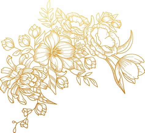 Templat Design Vector Art Png Flower Gold Undangan Te