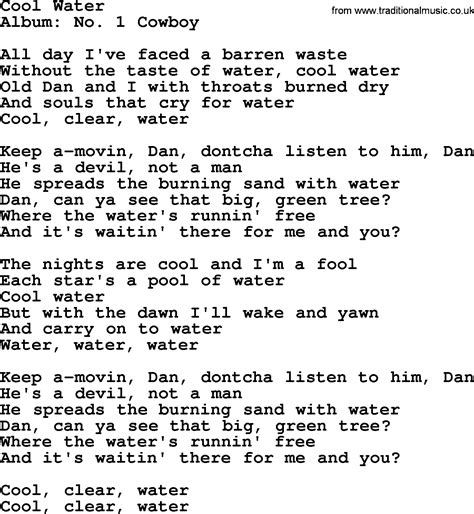 Cool Water By Marty Robbins Lyrics