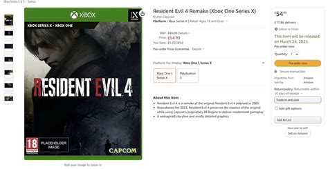 Amazon Listing Confirms Resident Evil 4 Remake For Xbox One Xfire