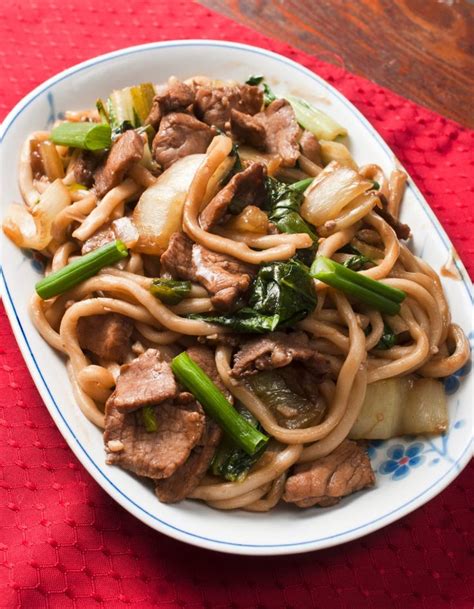 Kitsune udon is a japanese soul food, featuring a hot dashi soup with udon noodles with aburaage this recipe has 290 calories per serving. Udon Noodles with pork, bok choy and green onion | Recipe ...