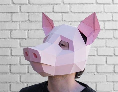 Pig Mask Diy Paper Mask Printable Template Papercraft D Etsy Pig
