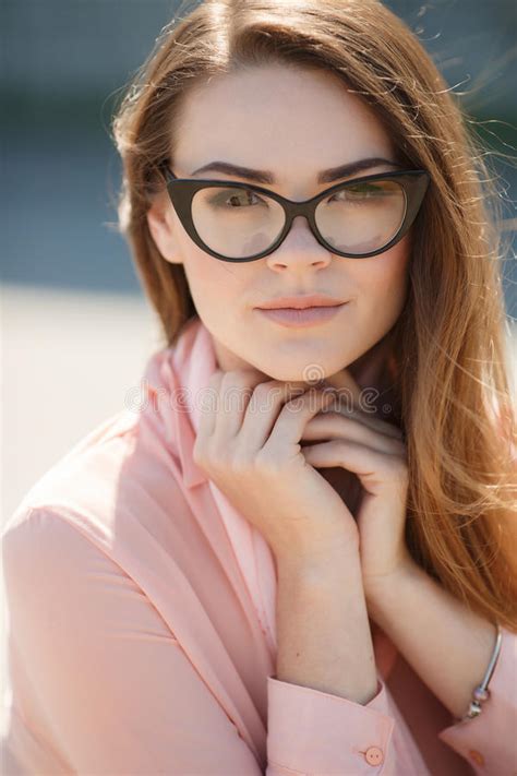 Portrait Of A Beautiful Woman In Glasses Stock Image Image Of Dark Attractive 70376769