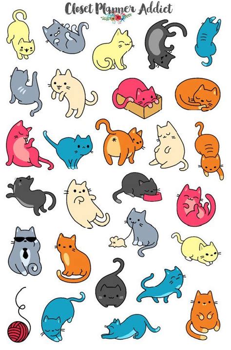 Cute Cats Planner Stickers Cat Stickers Cat Lovers Etsy Cute Animal