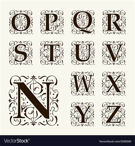 Vintage Set Capital Letters Monograms And Font Vector Image