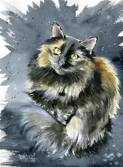 Patches Tortoiseshell Cat Painting Painting By Dora Hathazi Mendes Pixels