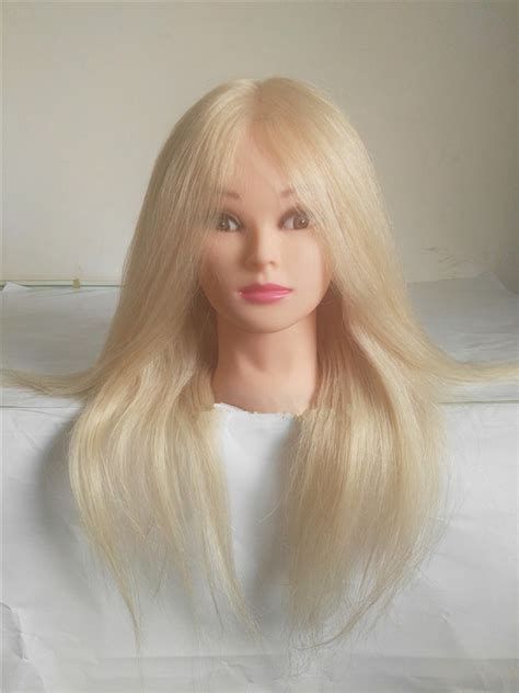 100 Blonde Real Human Hair Training Head Practice Hairdressing Mannequin Cosmetology Hair