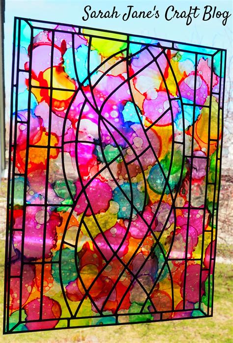 Faux Stained Glass Made With Alcohol Ink Laminating Pouches And Vinyl