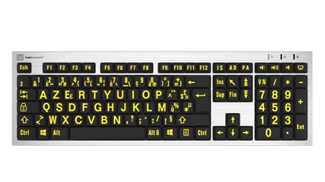 Logickeyboard Largeprint Yellow On Black Pc Slim Line Keyboard