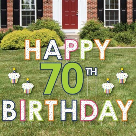 Big Dot Of Happiness 70th Birthday Cheerful Birthday Decor Yard Signs