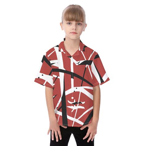 Eddie Van Halen Guitar Hawaiian Button Up Shirt For Kids Vinco