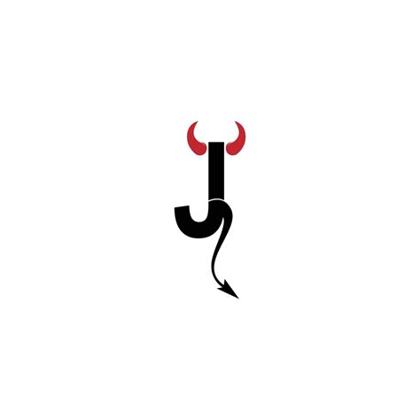 design de logotipo vetorial de j com chifres diabólicos e ícone de cauda vetor png diabo