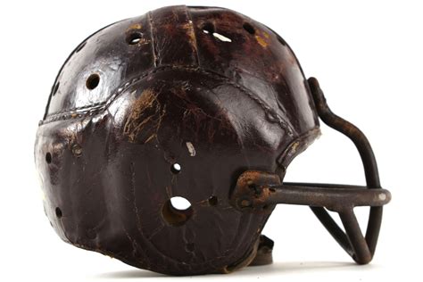 1941 42 Game Worn Leather Football Helmet W Facemask And Chin Strap