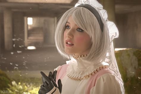 2b In A Revealing Wedding Dress Cosplay Of The Character Nier