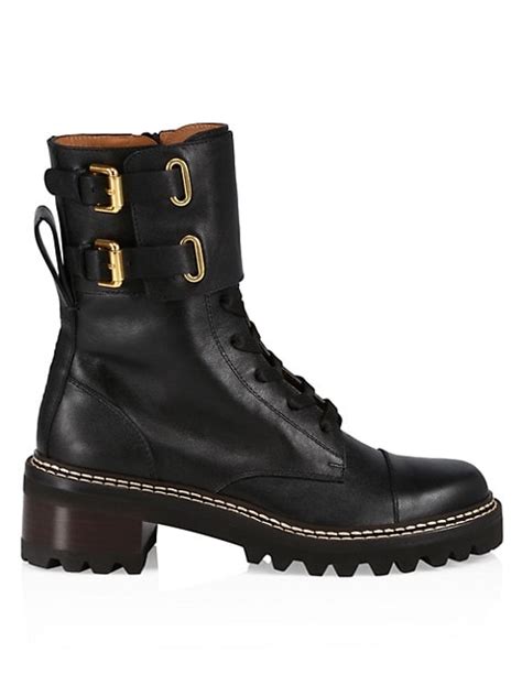Shop See By Chloé Mallory Leather Combat Boots Saks Fifth Avenue
