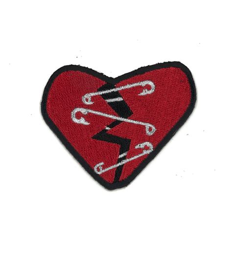 Punk Rock Safety Pin Broken Heart Iron On Patch Hipster Indie