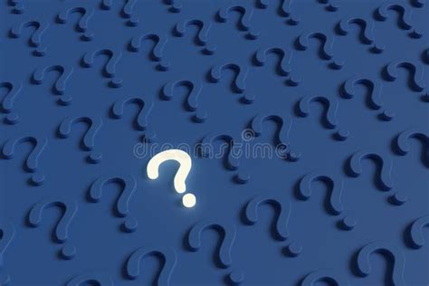 Illuminated Question Mark Along With Many Other Blue Question Marks 3d