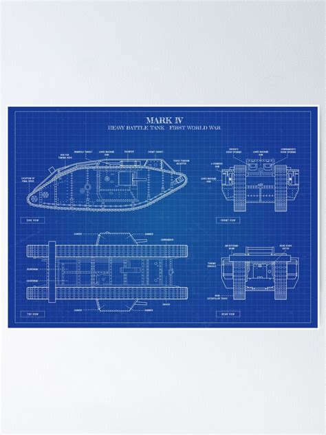 Mark Iv Tank Blueprint Poster For Sale By Bgalaxy Redbubble
