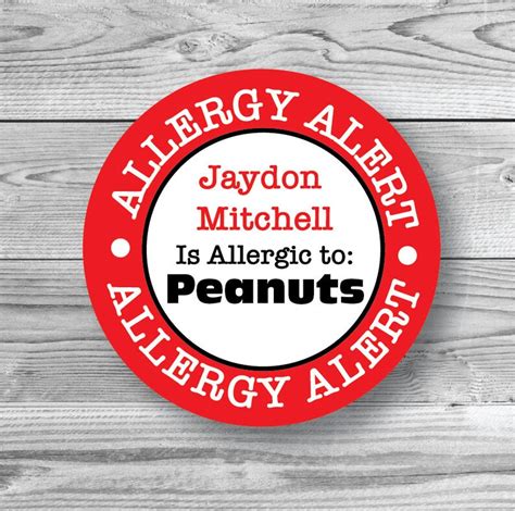 Allergy Alert Labels Food Allergy Stickers Personalized Etsy
