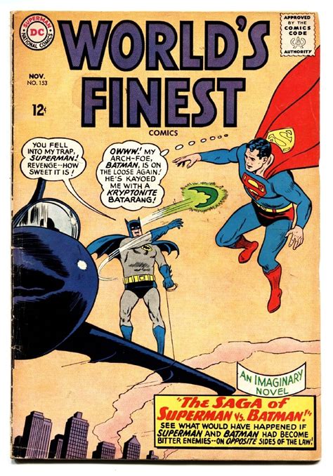 Worlds Finest 153 Comic Book 1965 Dc Batman Vs Superman Comic Books