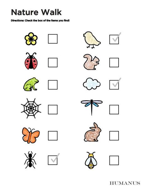 Nature Walk A Fun Activity For Kids Use This Checklist To Mark Off