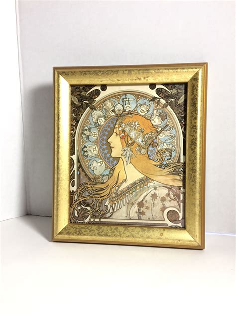 5 X 6 Alfons Mucha 1896 Zodiac Calendar For La Etsy Faux Gold Foil