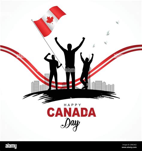 Happy Canada Day Flag With Group Of People Abstract Vector