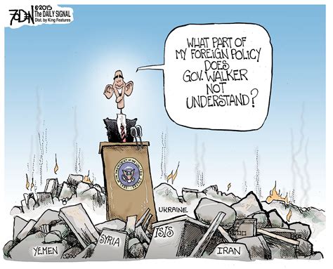 cartoon obama s criticism of walker on foreign policy