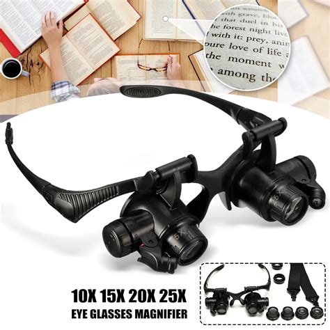 10x 15x 20x 25x double eye led lamp magnifier spectacles glasses magnifier loupe watch jewellery