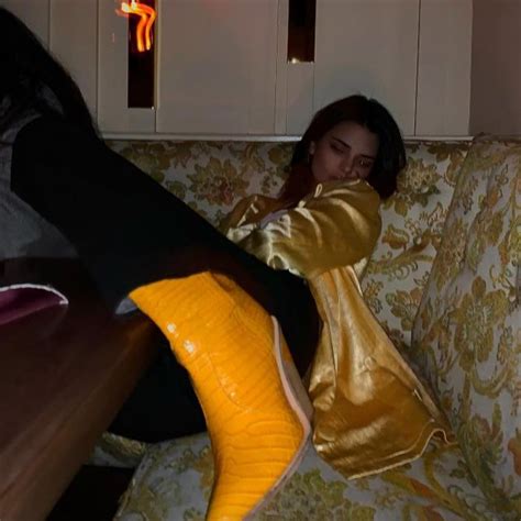 Fendi Crocodile En Relief De La Cheville Bottes Portées Par Kendall Jenner Sur Instagram