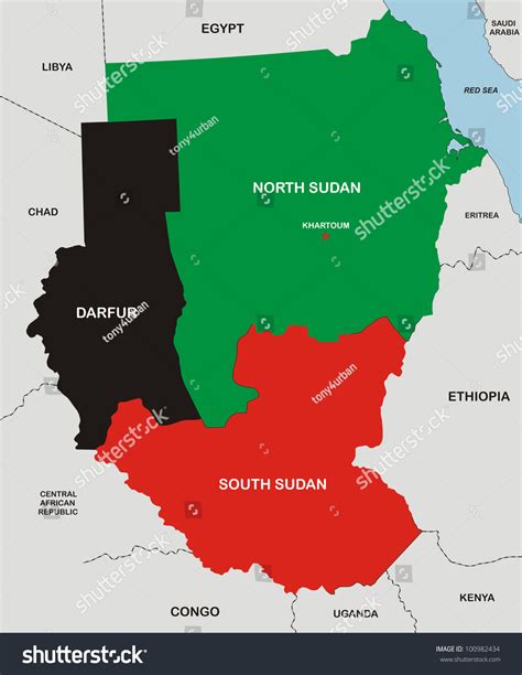Very Big Size Political Map Sudan Ilustra Es Stock Shutterstock