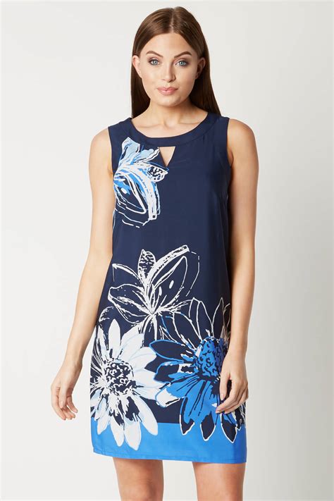 Floral Print Shift Dress In Navy Roman Originals Uk