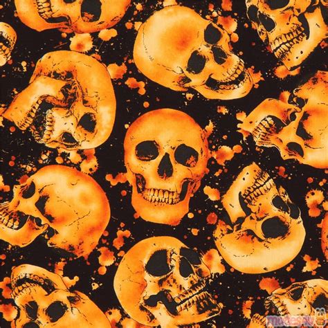 Orange Skull Fabric By Timeless Treasures Modes4u