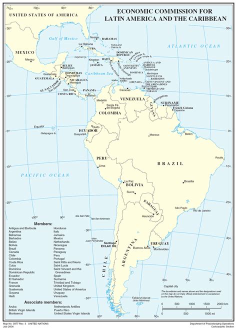 Map Of States In Latin America Central America And The Caribbean