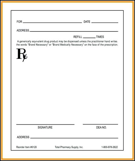 Printable Blank Prescription Pad Template Printable Free Templates