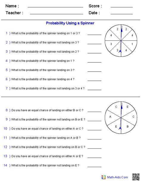 Probability On Numbers Worksheet Answers Math-aids.com