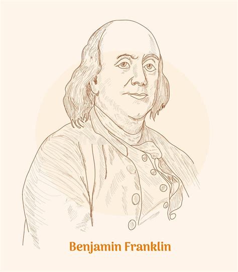 Benjamin Franklin Portrait Hand Drawing Vector Illustration Editorial