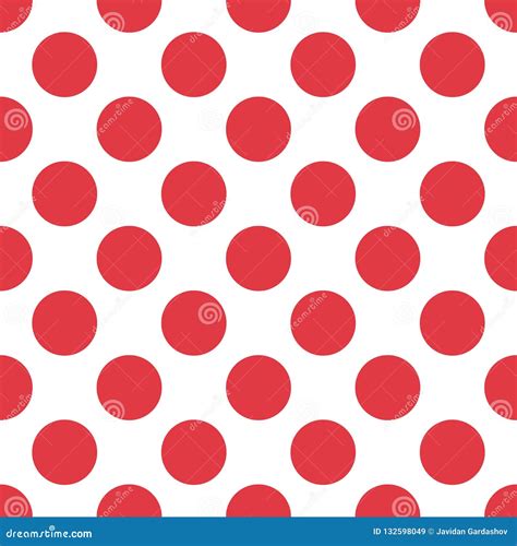 Red Polka Dot Seamless Pattern On White Background Vector Eps 10 Stock